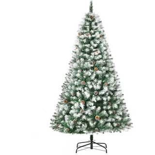 Künstlicher Weihnachtsbaum, 800 Zweige, 61 Zapfen, Verschneite Spitzen, Feuerfest, 180 Cm