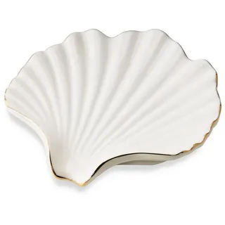LuxusKollektion Seifenschale Seifenschale Muschel Keramik Goldrand Ablauf, Breite: 14 cm, 1-St. weiß