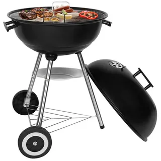 SunJas Holzkohlegrill Kugelgrill Campinggrill CA-20 mit Luftventilen Deckel und Rädern, Ø41,5 cm Geeignet für 4-6 Personen, BBQ Grills XXL Standgrill Grillwagen Rundgrill kohlegrill 73.5 cm