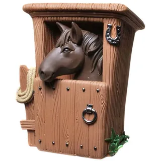 Udo Schmidt Bremen...das Original Spardose Pferd im Stall 14 cm Sparschwein Sparkasse Horse Braun, Handbemalt braun|weiß