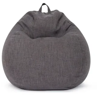Green Bean Indoor Sitzsack Home Linen mit 200 Liter mit EPS-Perlen Füllung Kuschelig Weich Waschbar - Bodenkissen Liegekissen Sitzkissen Lounge - Dunkelgrau Asphalt