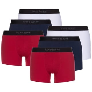 Bruno Banani Herren Boxershorts, Vorteilspack - Energy Cotton, Baumwolle, einfarbig mit schwarzem Bund rot/blau/weiß L (Large) 6er Pack (2 x 3P)