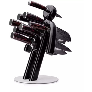 KÜCHENKOMPANE – Professionelles Edelstahl Messerset mit unserem Messer Butler (Schwarz) als Messerblock | 8-teiliges Küchenmesser Set | Kochmesser mit ergonomischen Pakkaholzgriff | Made in Germany