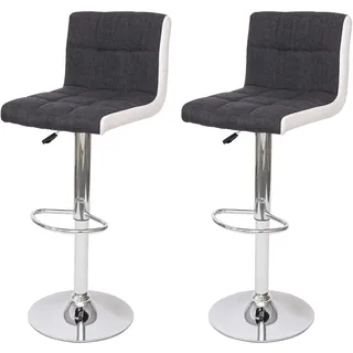 MCW Barhocker G87 2er-Set 2er Set Stoff/Textil Dunkelgrau mit Kunstleder Weiß Chromfuß