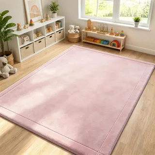VSIWB Baby Krabbelmatte Memory-Schaum Spielmatte 200x150x2,5 cm Kinderteppich Weicher Rutschfester Unterseite Faltbar Krabbeldecke für Wohnzimmer Kinderzimmer Laufgitter Tatami Matte, Rosa