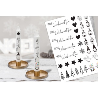 Kerzentattoos Weihnachten Kerzen Tattoofolie zum Advent für Stabkerzen Wasserschiebefolie A4 Bogen fertig gedruckt (Wichtel)