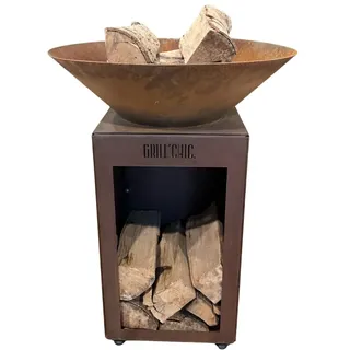 GRILLCHIC Feuerschale Auvergnat Corten Holz Rund 62 Einfache Schale