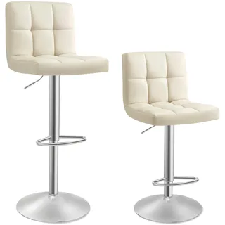 Songmics Barhocker 2er Set höhenverstellbar 360° drehbar Stahl sandbeige