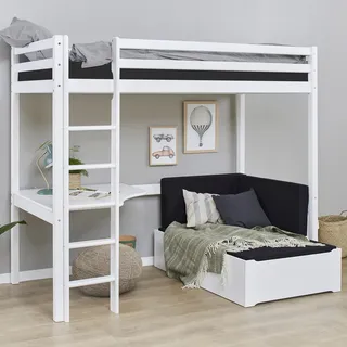 Hoppekids Hochbett ECO Dream 90 x 200 cm Kiefer massiv lackiert schwarz