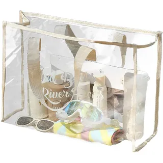 yanzisura Durchsichtige Sporttasche, durchsichtige Einkaufstasche - Klarsichtbeutel,Durchsichtige Strandtasche, PVC-Tragetasche, praktische Wäschetasche, durchsichtige Tasche, wasserdichte große