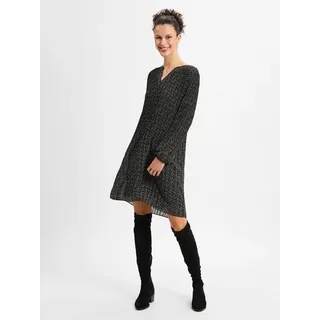Comma, comma Plissiertes Chiffon-Kleid mit V-Ausschnitt schwarz 40