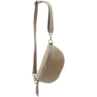 SH Leder ® echt Leder Hüfttasche Damen Herren unisex Gürteltasche für Festival Reise Bauchtasche kleine Crossbody Bag Frauen Ledertasche 23x12cm Ava G292 (Helltaupe) - 23 x 12,50 x 7 cm