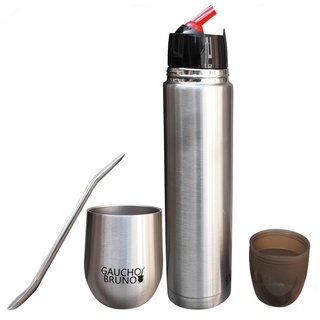 Gaucho Bruno - Yerba Mate Starter Kit mit Thermobecher aus Edelstahl, Edelstahlflasche und Bombilla | Hohe Qualität | Einfach zu säubern