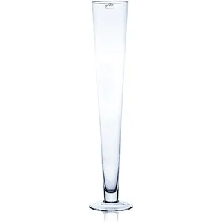 Bodenvase, Glasvase CIELO mit Fuß konisch rund H. 60cm D.11cm Sandra Rich - Transparent