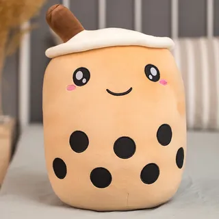 Bubble Tea Plüschtier Boba Kuscheltier Plüschpuppen Bubble Tea Umarmungs Kissen, Cartoon Plüsch Puppen-braun-50cm
