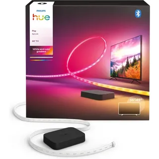 Philips Hue LED-Streifen Play Sync Box Set (Play Gradient 65"o. 85" Lightstrip+Sync Box 4K), White & Color Ambiance, RGBWWIC, präzise Farben, steuerbar per App schwarz 1,45 cm x 2,5 m