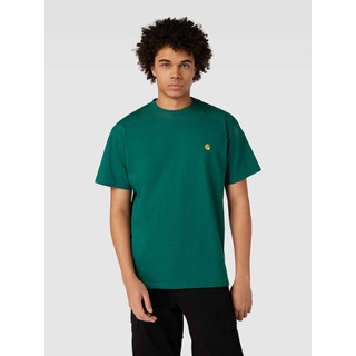 T-Shirt mit Label-Stitching Modell 'CHASE', Dunkelgruen, L