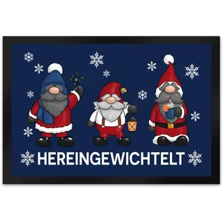 speecheese Hereingewichtelt Weihnachtswichtel Fußmatte XL in 40x60 cm in blau als schöne Begrüßung für den Türeingang zu Weihnachten und der Winterzeit