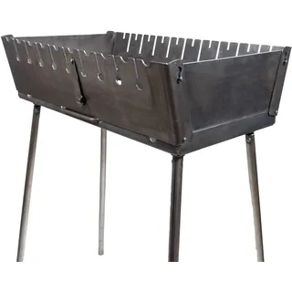 GOROCH Mangal Grill Schaschlik Holzkohlegrill – Faltbarer BBQ Koffer-Grill aus 2 mm Stahl für 8 Spieße – Tragbarer Outdoor Kohlegrill für Camping, Garten, Picknick & Reisen