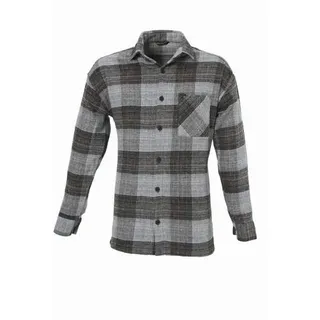 Flanellhemd H-264 Flanellhemd Kariert Hemd Holzfällerhemd Herren Holzfäller Baumwolle Brusttasche Grau L