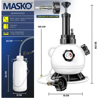 Masko MASKO® Fahrzeug Werkzeug, Bremsflüssigkeits-Wechselgerät 3L für Scheibenbremsen & Trommelbremsen
