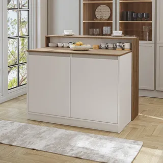 roomartstore.de Kücheninsel CORTADO 120 cm Braun/Weiß