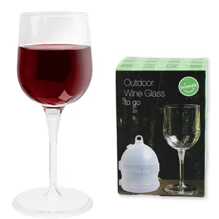 Winkee Weinglas To Go Kunststoff Plastik 320 ml, Camping Weinglas mit Transportbox & Abnehmbarem Glasfuß, BPA-frei, Outdoor Zubehör