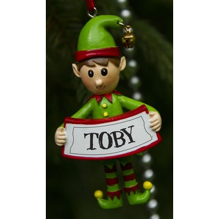 Boxer Gifts Toby Elf Christbaumschmuck | Tolle Weihnachtskugel Ornament Geschenk | Eine für die ganze Familie, Keramik, Mehrfarbig, 8 x 4.5 x 2 cm