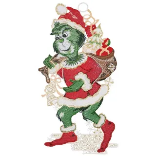 w. reuter & sohn spitzen und stickereien gmbh Fensterbild „Grinch-Weihnachtsmuffel“, 15 x 28 cm, Plauener Spitze®