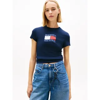 Tommy Jeans T-Shirt TJW SLIM WAVY FLAG TEE EXT mit Rundhalsausschnitt blau XS (34)
