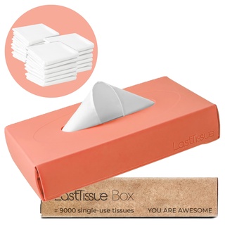LastTissue® Wiederverwendbare Taschentuch Box - mit 18 Weichen Bio Baumwolltüchern - umweltfreundliche Kosmetiktücherbox - Tücherbox für den Haushalt