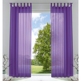 2er-Pack Gardinen Transparent Vorhang Set Wohnzimmer Voile Schlaufenschal mit Bleibandabschluß HxB 245x140 cm Lila, 61000CN