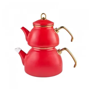 KARACA Retro Emaille Teekannen-Set Rot 1,1 l