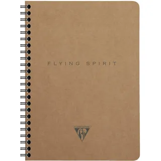 Clairefontaine 103566C - Notizbuch Flying Spirit, mit Innentaschen und Spiralbindung, liniert, 60 Blatt, DINA5, 14,8 x 21cm, 1 Stück, Braun mit sortierten Designs