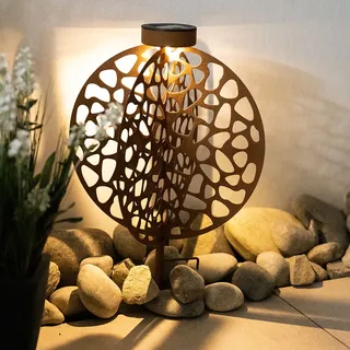 ETC Shop Solarleuchte Metall 30x41 cm Erdspieß braun