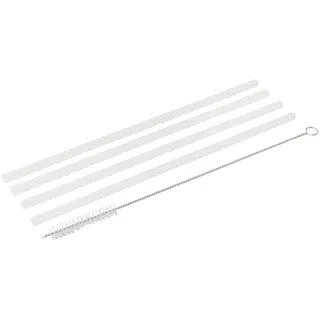 Fackelmann Kunststoff-Trinkhalme Ø 6 mm mit Reinigungsbürsten Rio Party, Wiederverwendbare Strohhalme für jeden Anlass, Trinkröhrchen (Farbe: Transluzent), Menge: 4 Halme + 1 Bürste