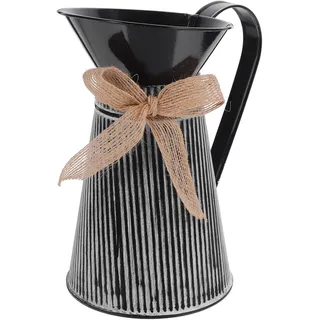 TEMPNAP Vintage Blumentopf aus Eisen in Schwarz mit Stabilem Boden und Leinendekor Rustikaler Blumenkrug für Zuhause und Küche Stilvolle Deko im Landhausstil