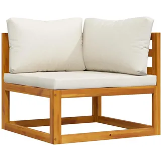 vidaXL Akazienholz Massiv Modular Ecksofa mit Cremeweißen Kissen Sofa Lounge Gartensofa Sessel Gartensessel Einzelsofa Gartenmöbel