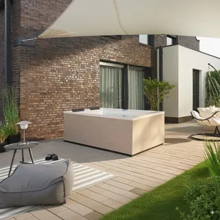 HOME DELUXE Outdoor Whirlpool NIMBUS mit Treppe und Thermoabdeckung - 190 x 140 cm für 2 Personen