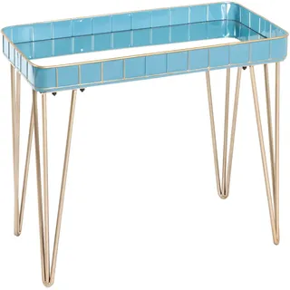 Haku-Möbel HAKU Möbel Beistelltisch rechteckig Spiegelglas gold-blau 60,0 x 31,0 x 54,0 cm, 1 St.