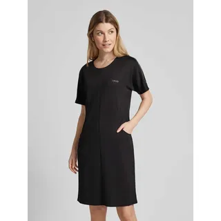 Knielanges Kleid mit Ziersteinbesatz, Black, XS