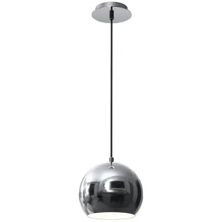 Licht-Erlebnisse Pendelleuchte COOL, ohne Leuchtmittel, Hängelampe Kugel Schirm Chrom E27 Metall Hängeleuchte silberfarben