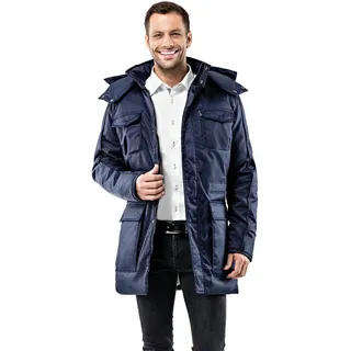 Vincenzo Boretti Herren Winter-Jacke dick warm gefüttert Parka kuschelig sportlich elegant Winter-Mantel slim-fit tailliert lang für Outdoor Business mit Steh-Kragen und Kapuze - S