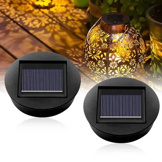 Riisoyu 2 Stück Solarleuchten Ersatz, IP65 LED Solarleuchten Ersatzteile 8cm Hocheffizienten Wasserdicht Ersatz Solarmodul für Gartenleuchten für Outdoor hängende Laternen Garten Terrasse Gehweg