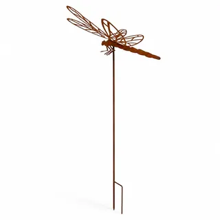 Terma Gartenstecker Libelle XXL – Rostfigur für den Garten, Deko-Stecker mit 70 cm Spannweite und 130 cm Höhe, Wunderschöne Metall-Gartendeko im rustikalen Look