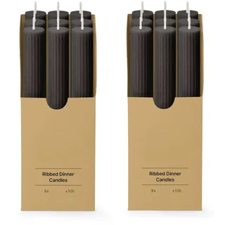 Stabkerze Kerze 2 x 9er-Set (18 Stabkerzen) - Brenndauer: 10 Std., rußfrei - für Kerzenständer, Kerzenhalter - Kerze, Adventskranz, Advent, Weihnachten, Deko, Gastro, Hochzeit (Schwarz)