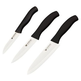 Gräwe Messerset Cerahome, 3-teilig, Keramik, weiße Klinge, schwarz, Kunststoffgriff