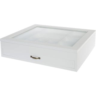 Myflair Möbel & Accessoires Aufbewahrungsbox, Setzkasten, weiß, mit Deckel aus Glas & Schubkasten weiß