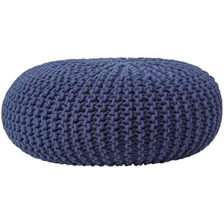 STRICK-POUF dunkelblau, Bodenkissen rund 70/70/23 cm