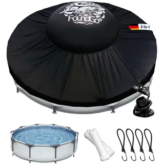 FoundGo 2-in-1 Poolkissen Winter mit Poolabdeckung, für rund 360/366cm | Poolkissen und robuste, aufblasbare Poolabdeckung, geeignet für runde Pools mit φ360/366 cm – zuverlässiger Winterschutz.